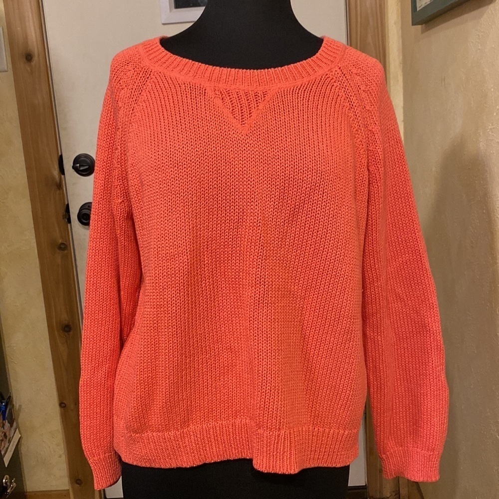 BANANA Republic Millie Collection coral pink scoop neck loose‎ weave sweater